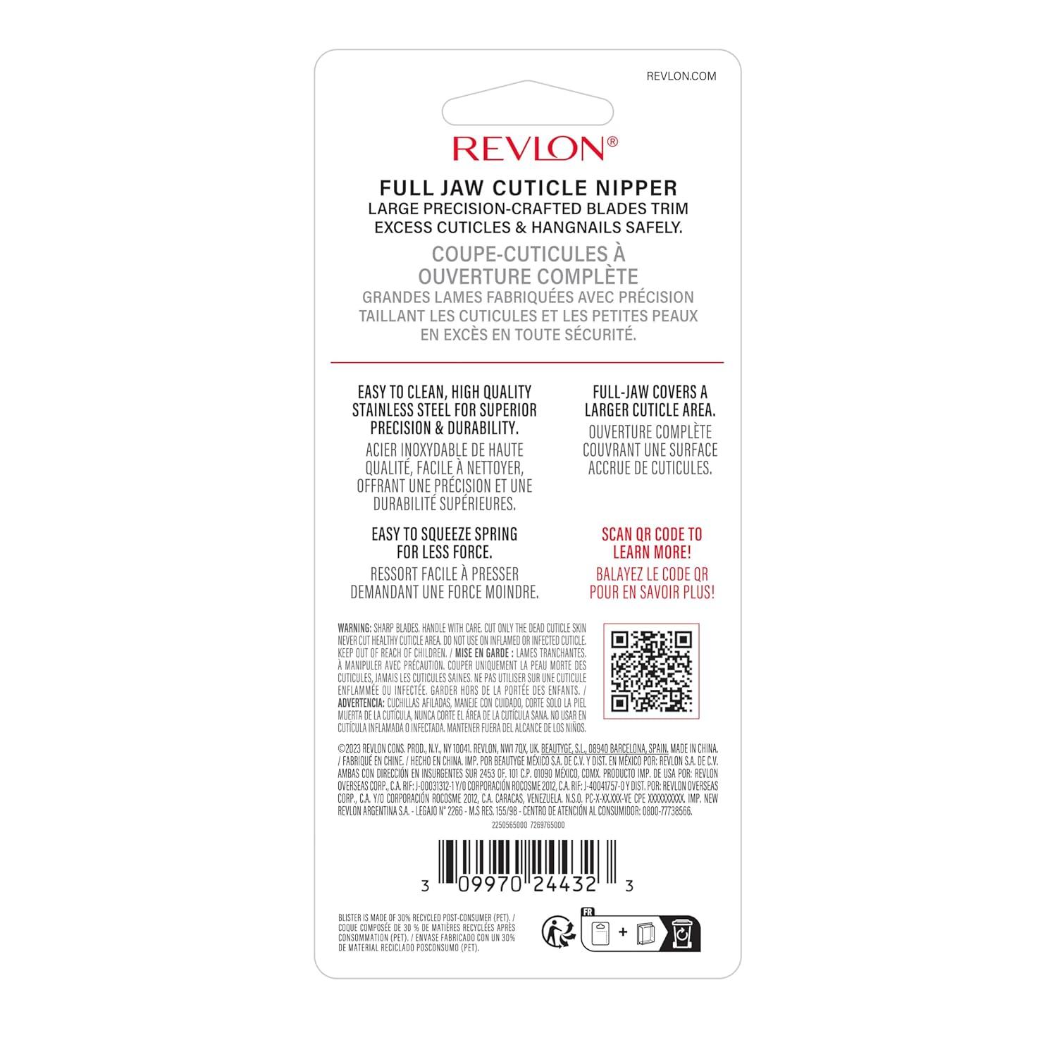 imageRevlon Full Jaw Cuticle Nipper Manicure Tool for Nail Care Made with Stainless Steel High Precision Blade Easy to Squeeze Spring 1 Count