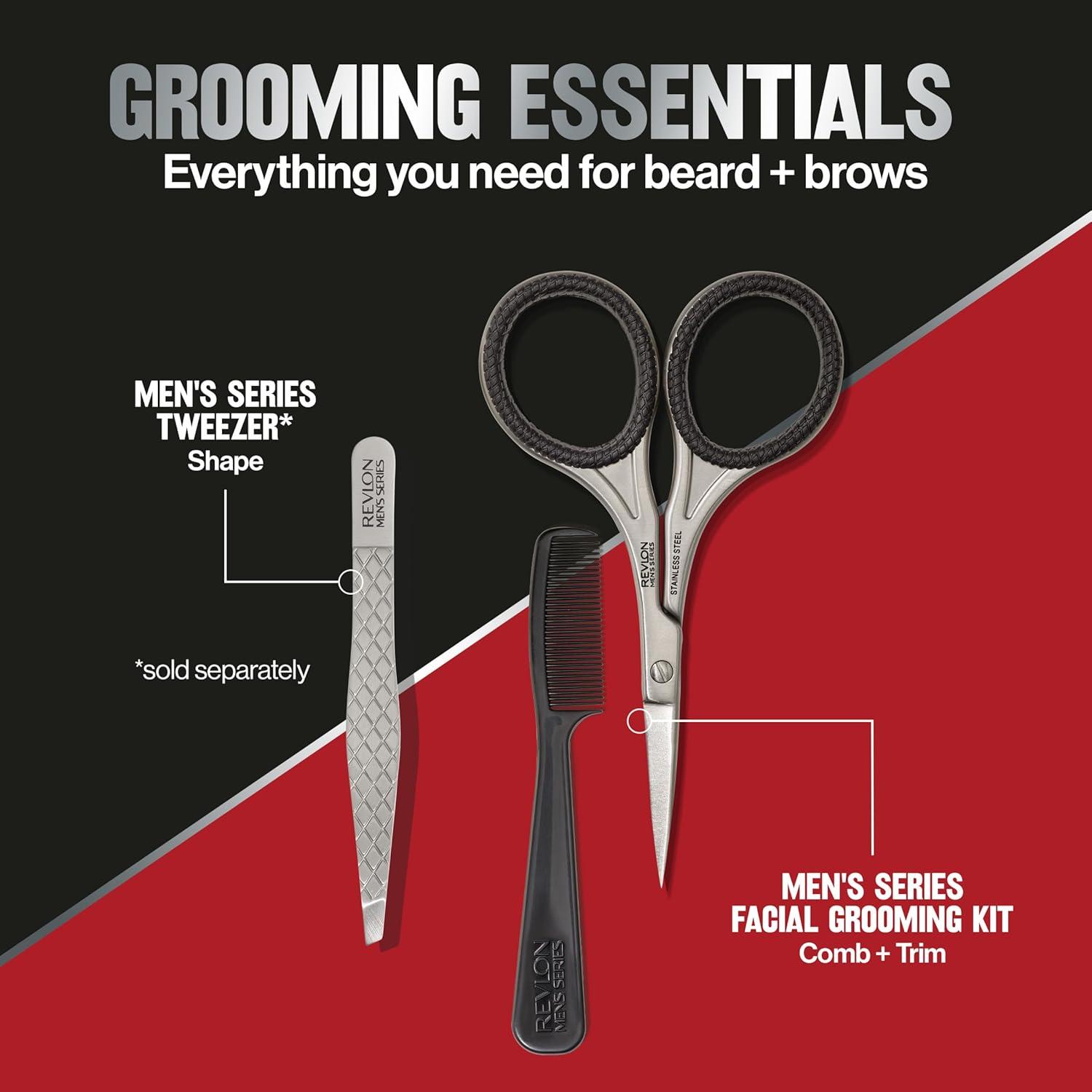 imageRevlon Mens Beard Grooming Kit Mustache Trimming Scissors and Facial Hair Comb Travel Essentials Stainless Steel Blade 1 Pack