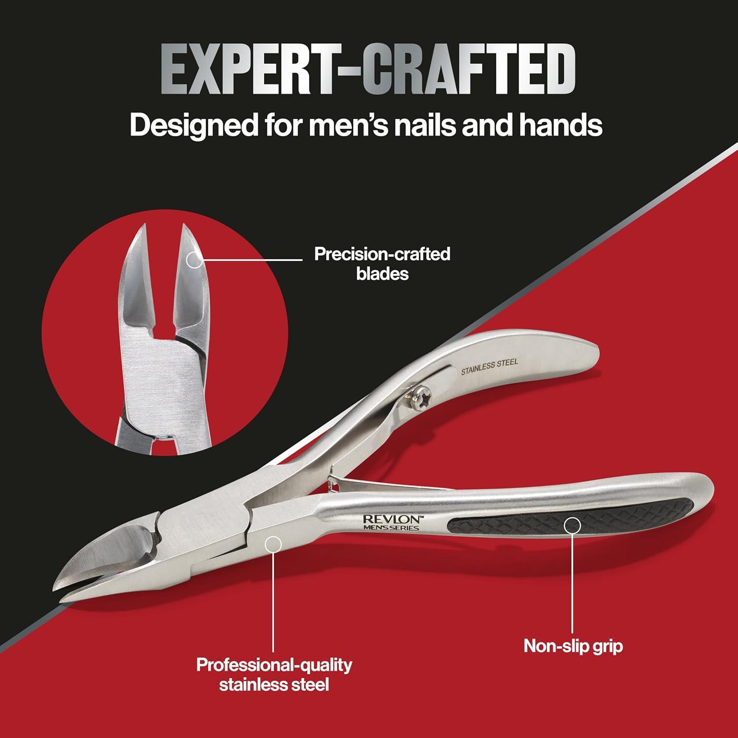imageRevlon Nail Clipper for Men Durable for Tough Fingernail and Toenail Trimming Ergonomic NoSlip Grip Handle Stainless Steel 1 count