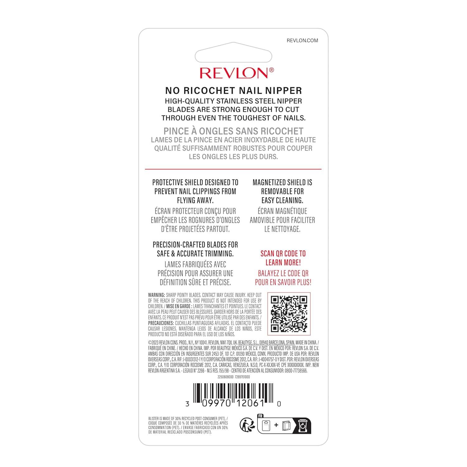 imageRevlon NoRicochet Nail Nipper MessFree Cuticle Remover Tool with Magnetic Shield for No FlyAway Clippings Made with Stainless Steel and Precision Blade Easy Grip 1 Count