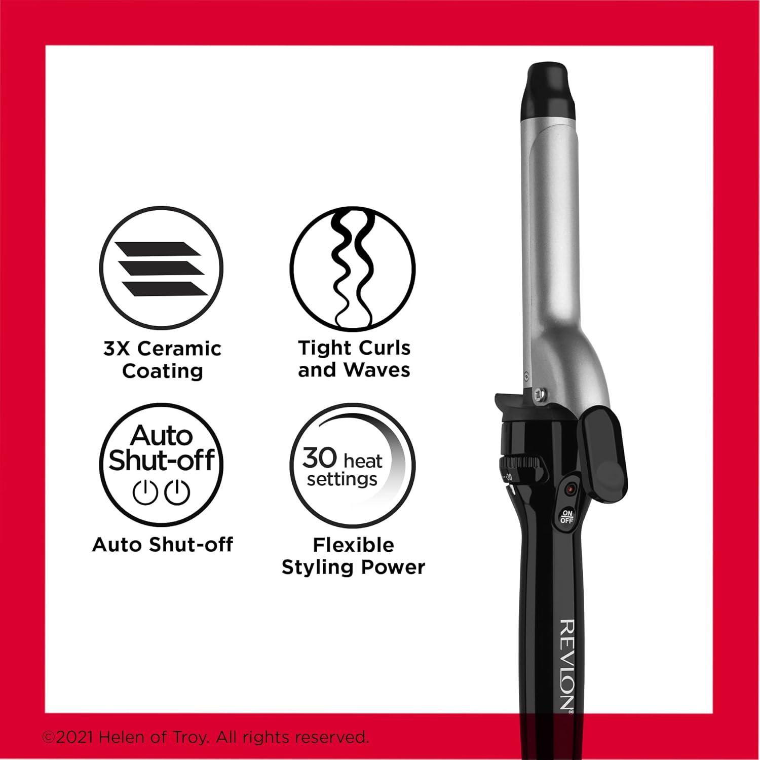imageRevlon Perfect Heat Triple Ceramic Curling Iron For Silky Smooth Medium Curls 1 in1 Ceramic Barrel