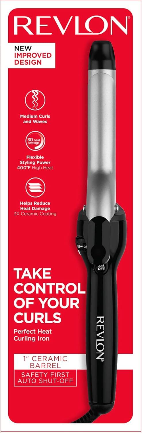 imageRevlon Perfect Heat Triple Ceramic Curling Iron For Silky Smooth Medium Curls 1 in1 Ceramic Barrel