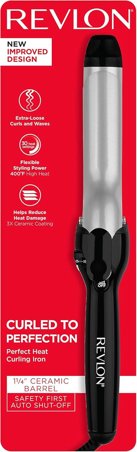 imageRevlon Perfect Heat Triple Ceramic Curling Iron For Silky Smooth Medium Curls 1 inSilver Black