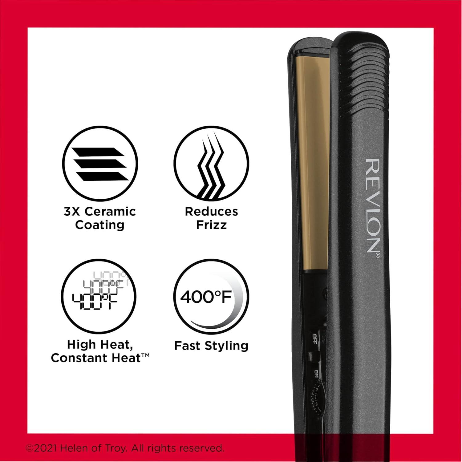 imageRevlon Perfect Heat Triple Ceramic Flat Iron for Ultra Straight Styles 1 in1 Count Pack of 1