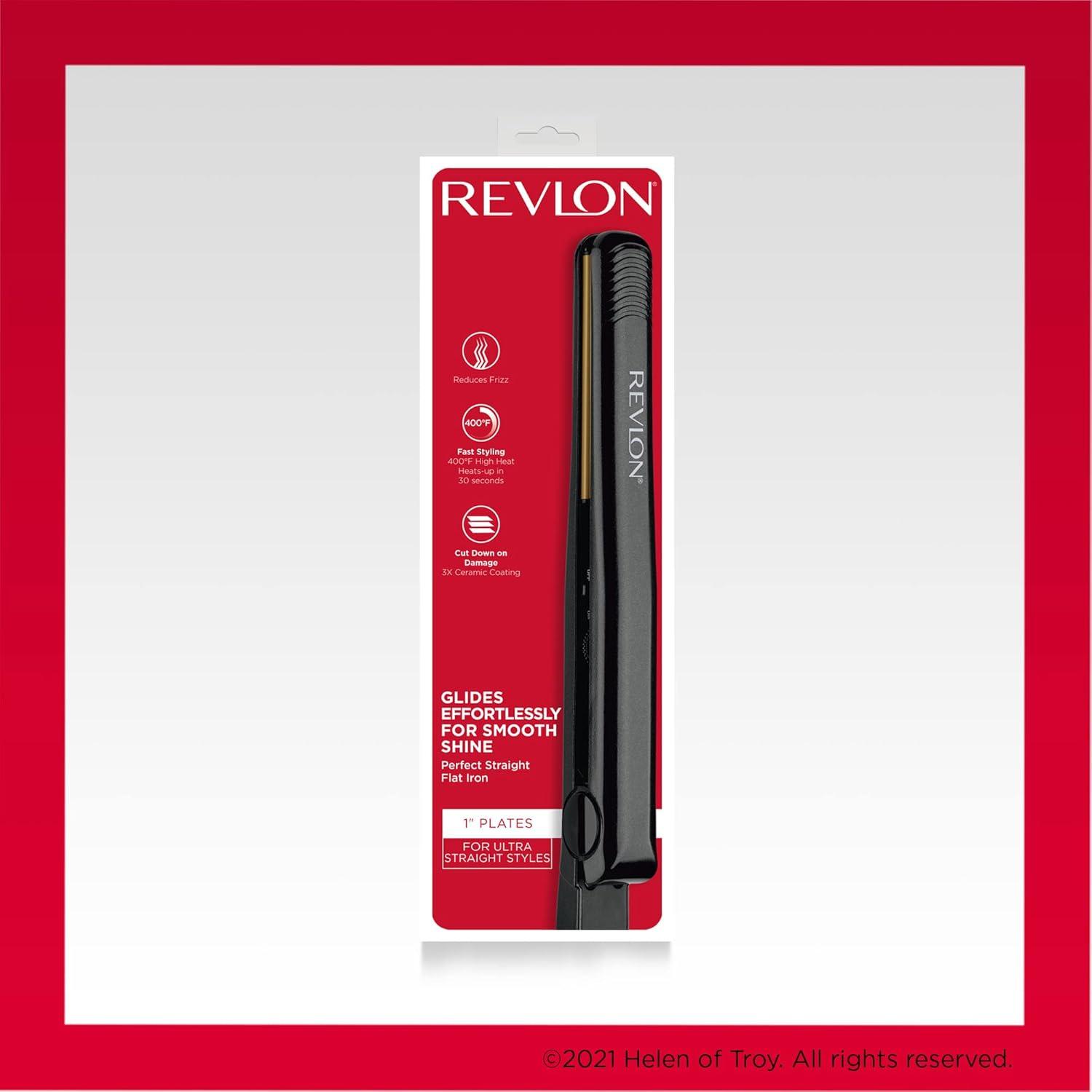 imageRevlon Perfect Heat Triple Ceramic Flat Iron for Ultra Straight Styles 1 in1 Count Pack of 3