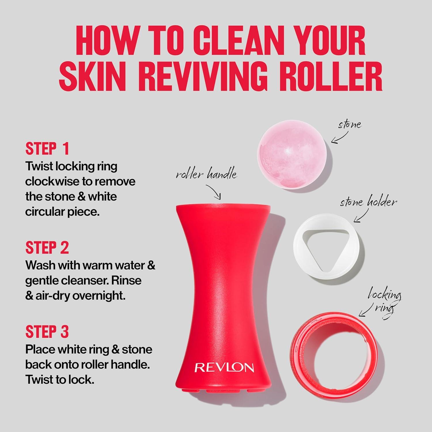 imageRevlon Skin Reviving Roller with Rose Quartz for AllDay Facial Reviving ampamp Brightening Compact ampamp Reusable Gentle on Skin 1 count