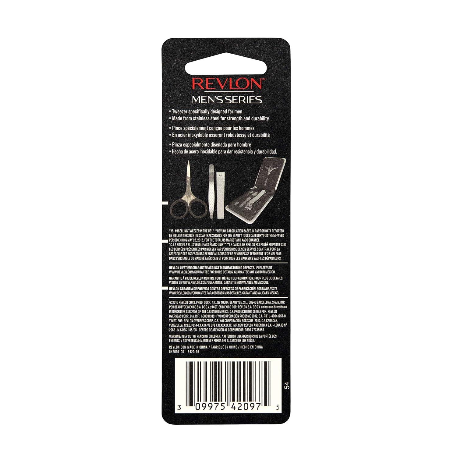 imageRevlon Slanted Tip Tweezers for Men UltraSharp for Precision Eyebrow Shaping and Facial Hair Removal Larger NonSlip Grip Stainless Steel 1 count