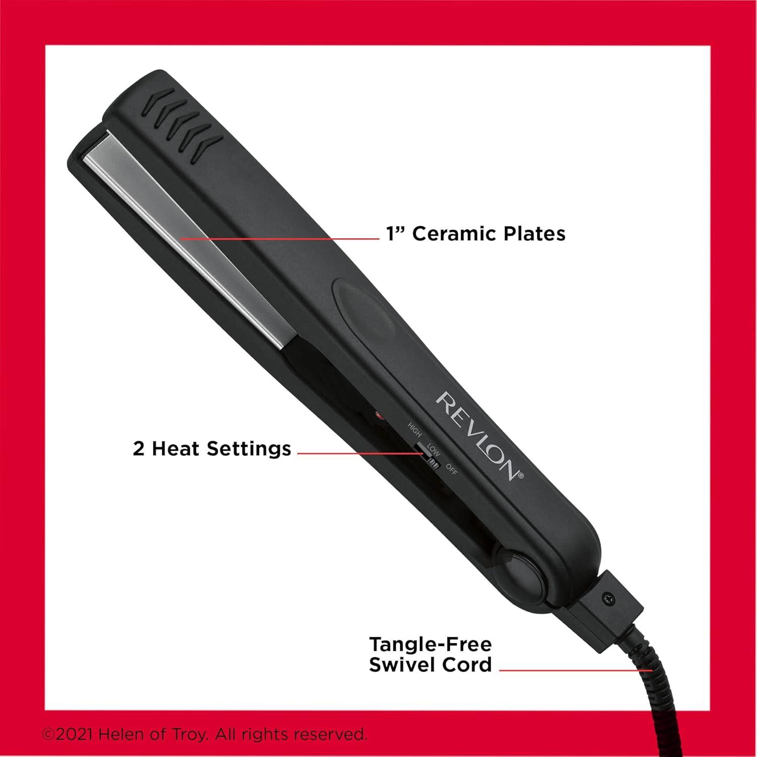imageRevlon Smooth and Straight Ceramic Flat Iron Fast Results Smooth Styles 1 in1 Inch Pack of 1