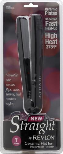 imageRevlon Smooth and Straight Ceramic Flat Iron Fast Results Smooth Styles 1 in1 Inch Pack of 1
