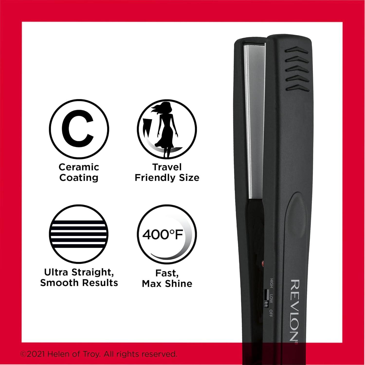 imageRevlon Smooth and Straight Ceramic Flat Iron Fast Results Smooth Styles 1 in1 Inch Pack of 1