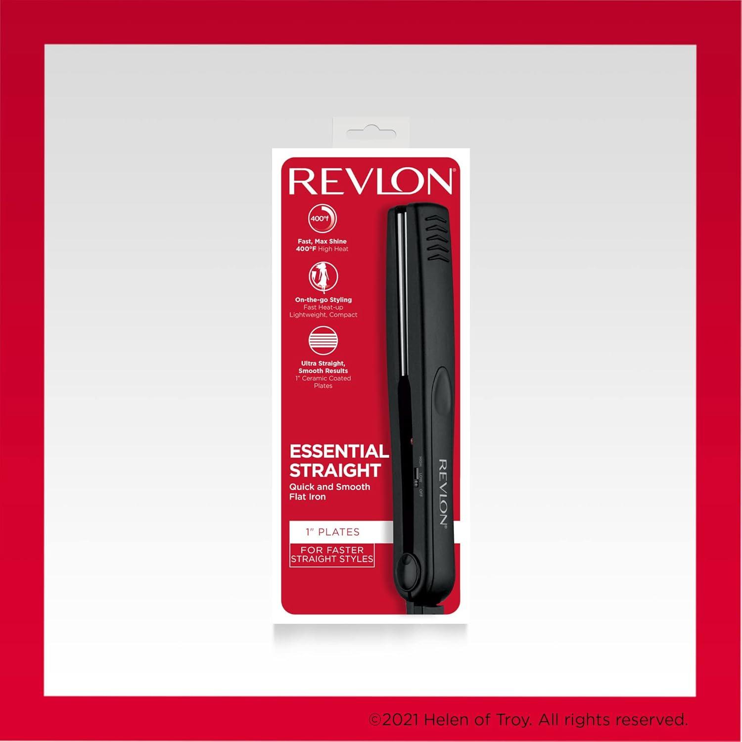 imageRevlon Smooth and Straight Ceramic Flat Iron Fast Results Smooth Styles 1 in1 Inch Pack of 1