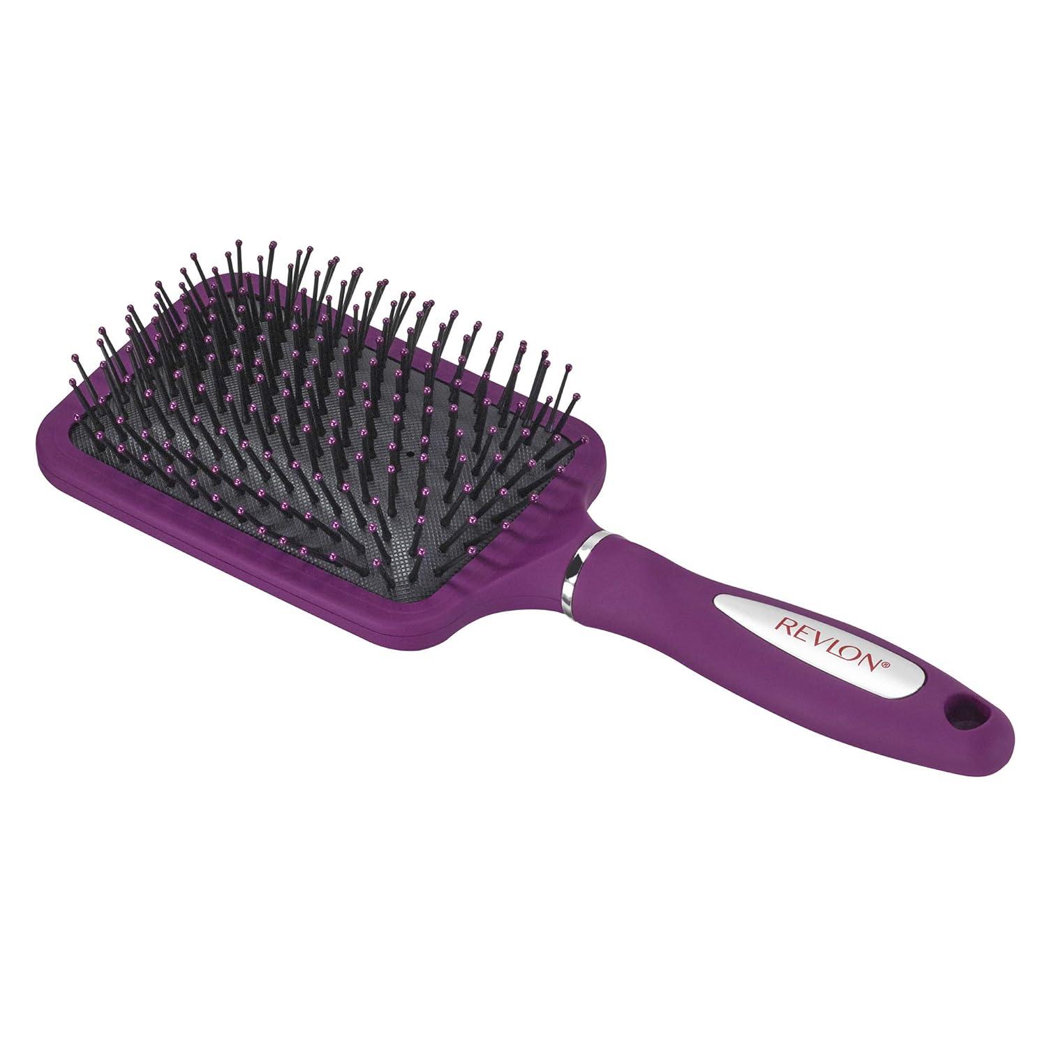 imageRevlon Straight ampamp Smooth Soft Touch Paddle Hair Brush Set Black BerryBerry