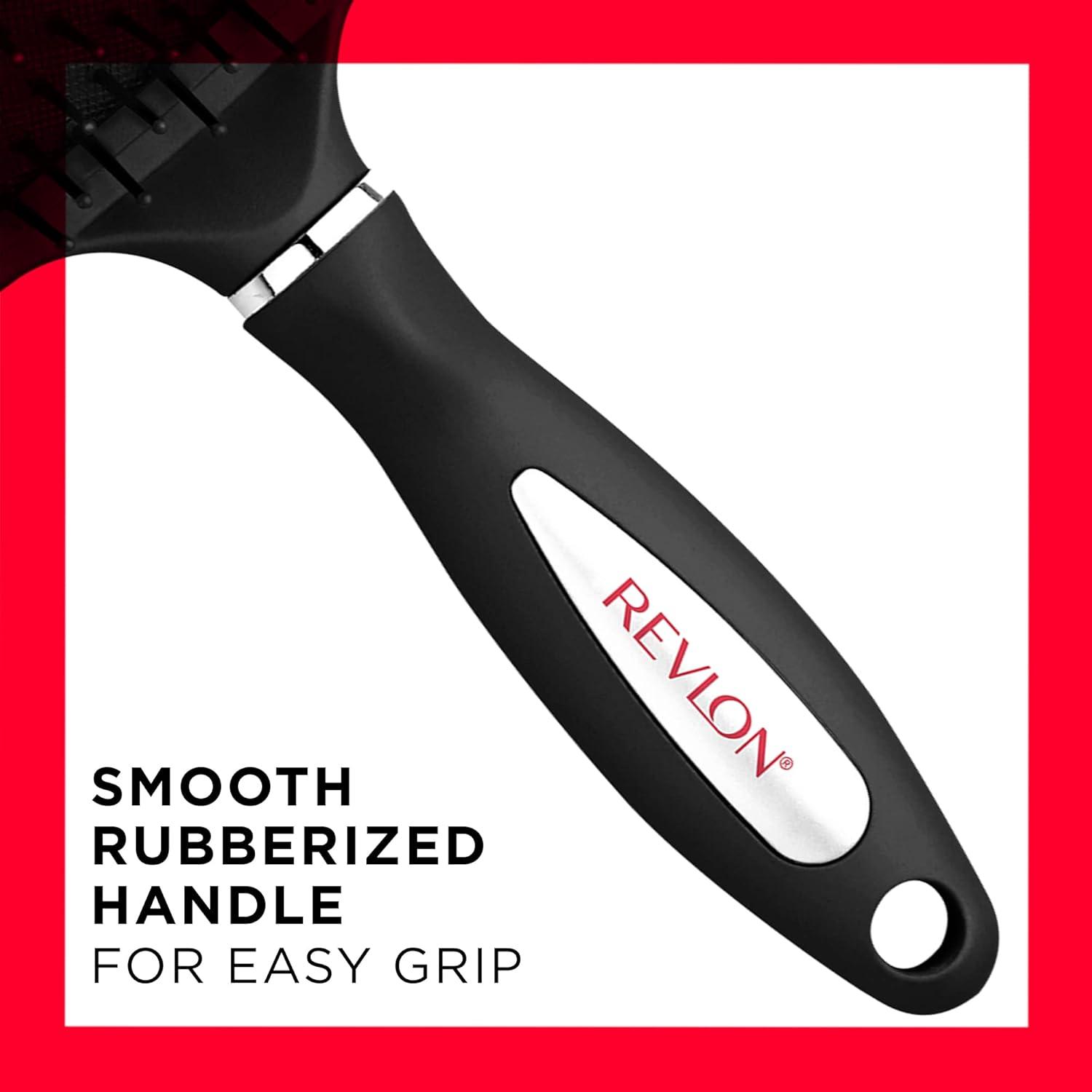 imageRevlon Straight ampamp Smooth Soft Touch Paddle Hair Brush Set Black BerryBlack