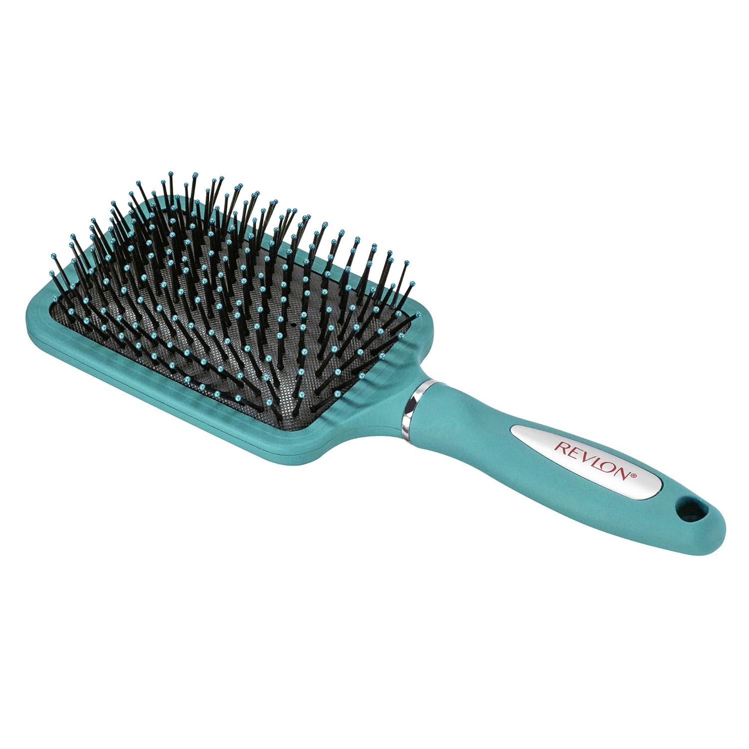 imageRevlon Straight ampamp Smooth Soft Touch Paddle Hair Brush Set Black BerryMint