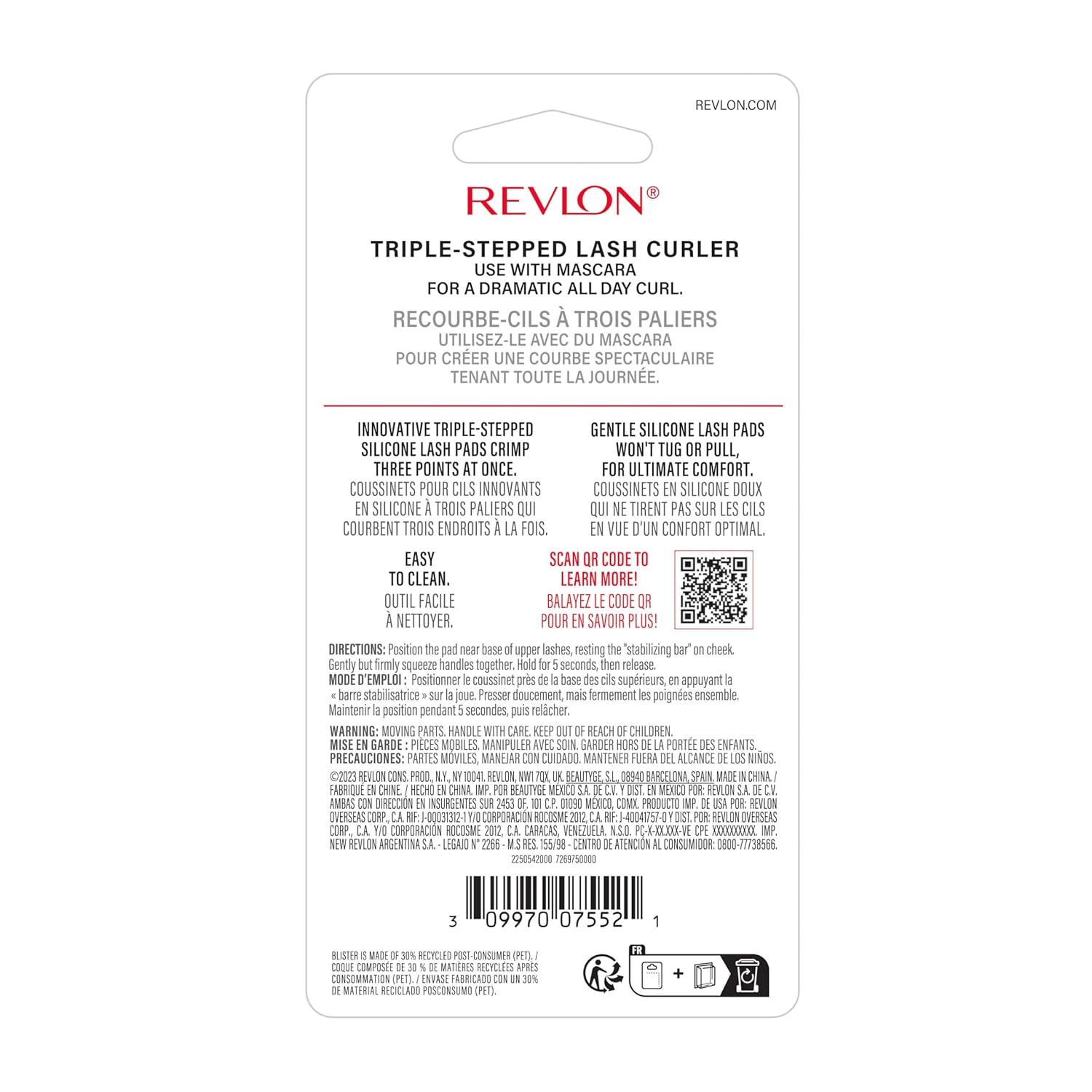 imageRevlon TripleStepped Lash Curler Eyelash Lift For a SuperCurled Look in One Squeeze 3Tiered Pads for Gentle TugFree Curling 1 CountEyelash Curler