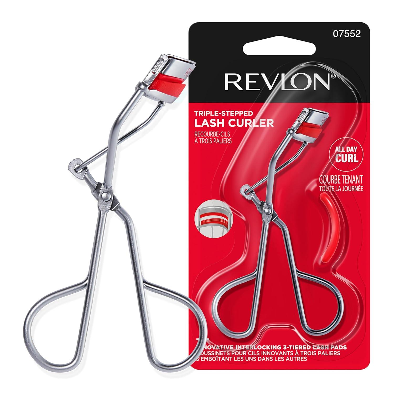 imageRevlon TripleStepped Lash Curler Eyelash Lift For a SuperCurled Look in One Squeeze 3Tiered Pads for Gentle TugFree Curling 1 CountEyelash Curler