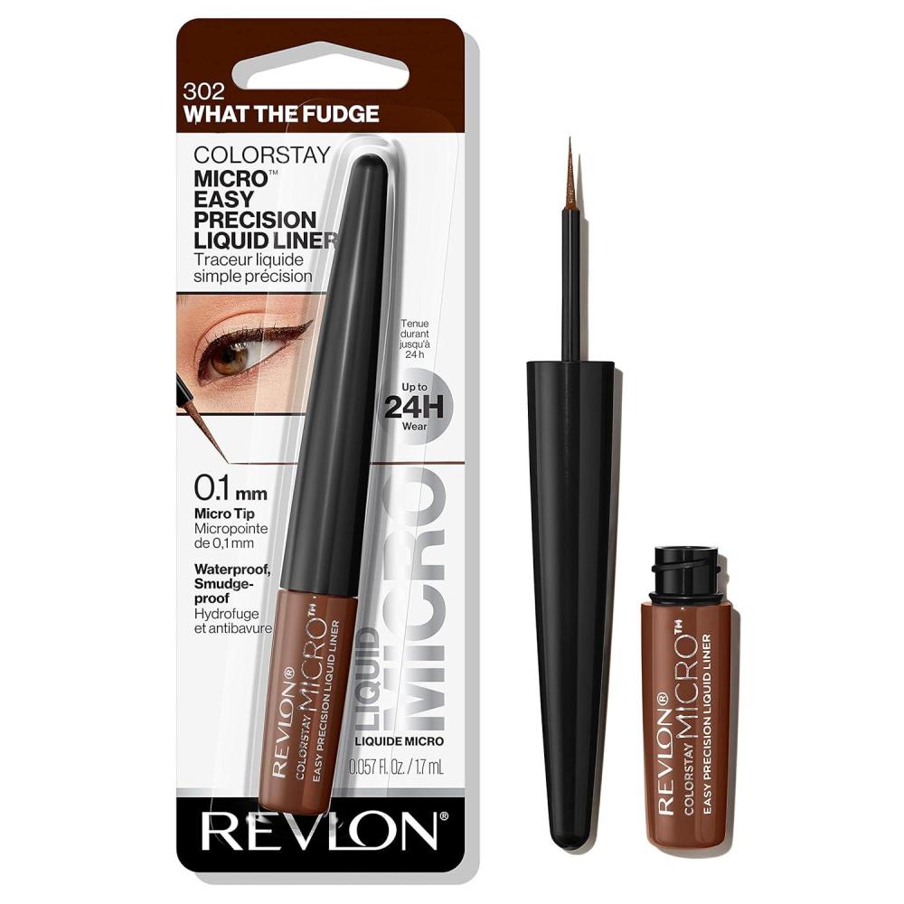 imageREVLON ColorStay Micro Easy Precision Liquid Eyeliner Waterproof Smudgeproof Longwearing with Felt Tip Applicator 301 Blackout 0057 fl oz302 What the Fudge Pack of 1