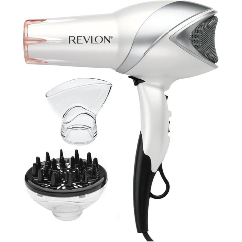 imageREVLON Infrared Hair Dryer with Diffuser Ionic Blow Dryer Diffuser and Concentrator Infrared Heat Technology to Prevent OverDrying for Shiny Soft Hair with Natural Moisture White