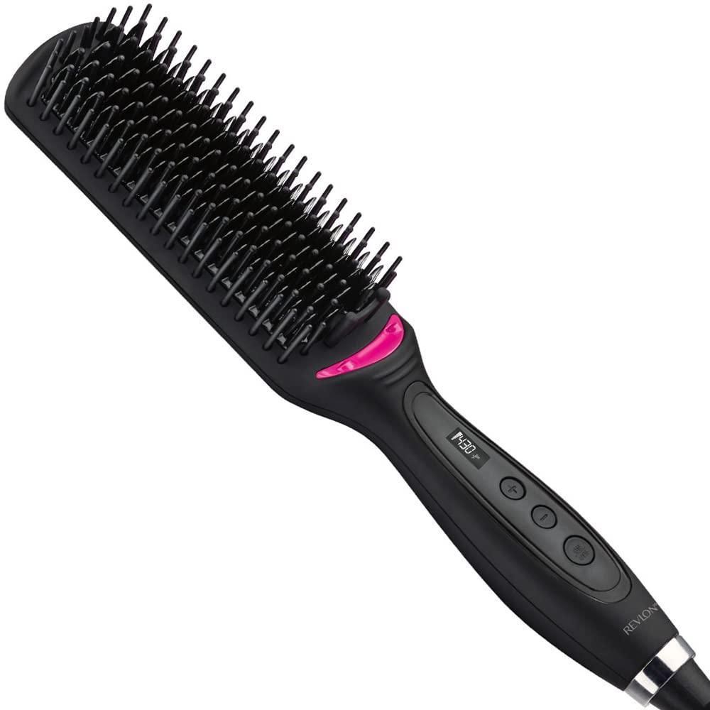 imageREVLON Salon OneStep Straight and Shine Heated Brush for Visibly Shinier Smoother Hair Hair Straightener That Revives Second Day Hair with an Ion Generator That Helps Reduce Frizz1 Count Pack of 1