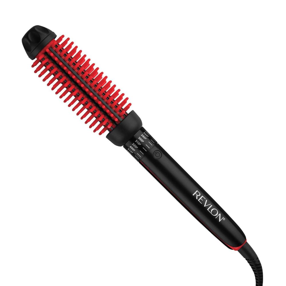 imageREVLON Silicone Bristle Heated Hair Styling Brush Fast Long Lasting Volume for Easy Styling 1quot Barrel for Full Body and Smooth Styles BlackPinkRed