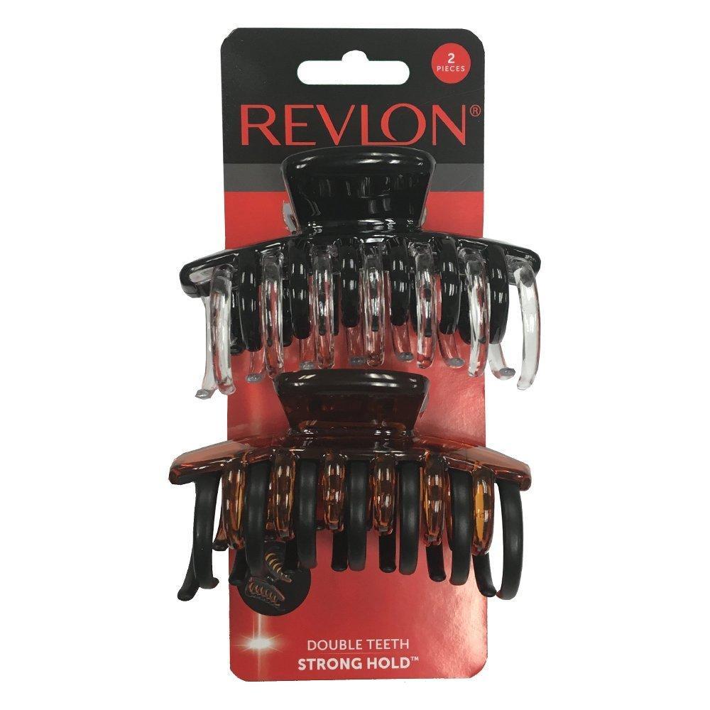 imageREVLON Strong Hold Hair Claw Clips BrownBlack 2 CountBlack and Brown