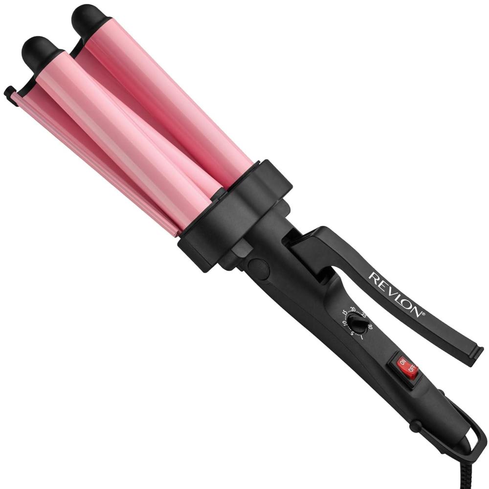 imageRevlon 3 Barrel Jumbo Hair Waver LongLasting Natural Looking Waves PinkPink