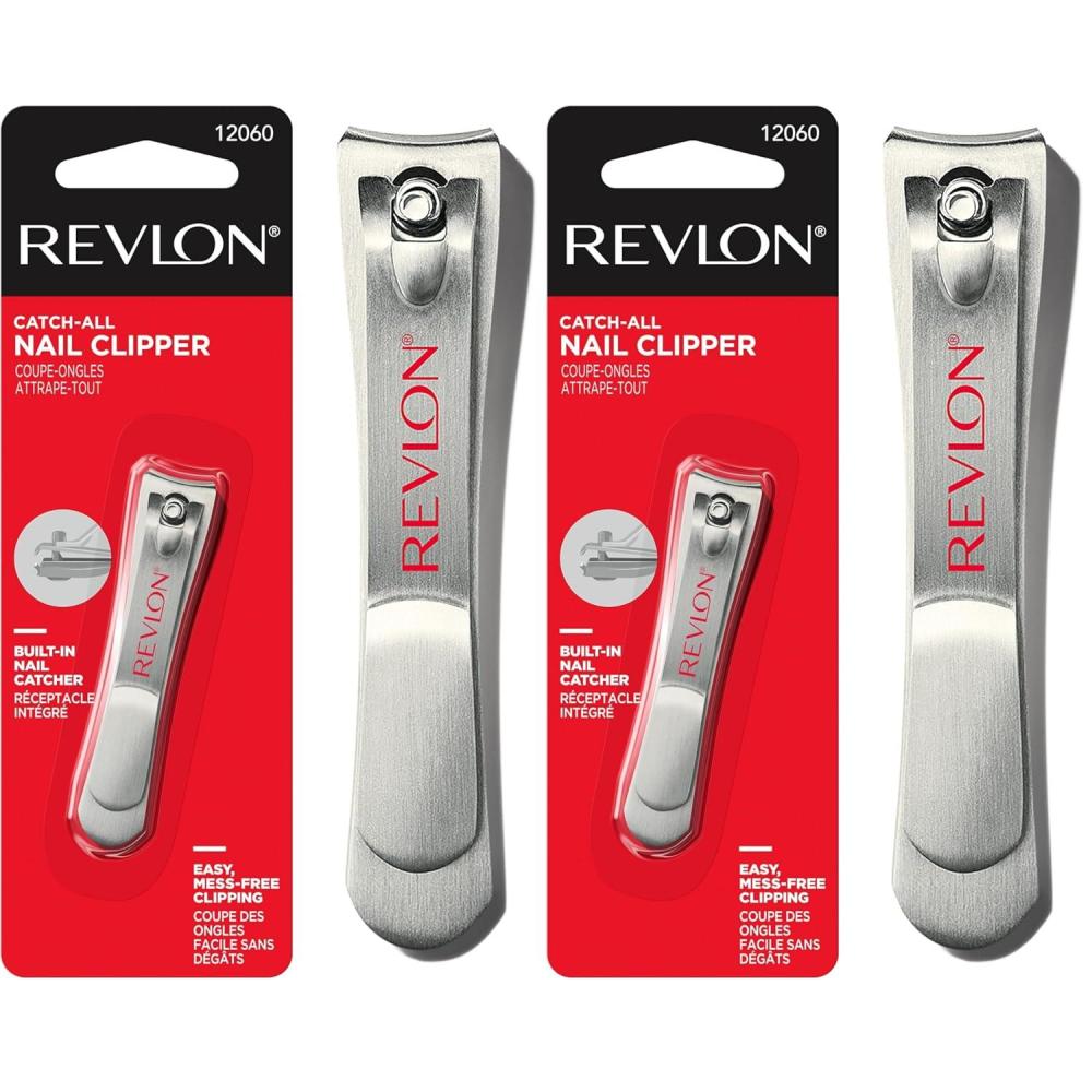 imageRevlon CatchAll Nail Clipper Manicure Tool with a Contoured Blade ampamp Builtin Nail Catcher for MessFree Grooming 1 Count1 Count Pack of 2