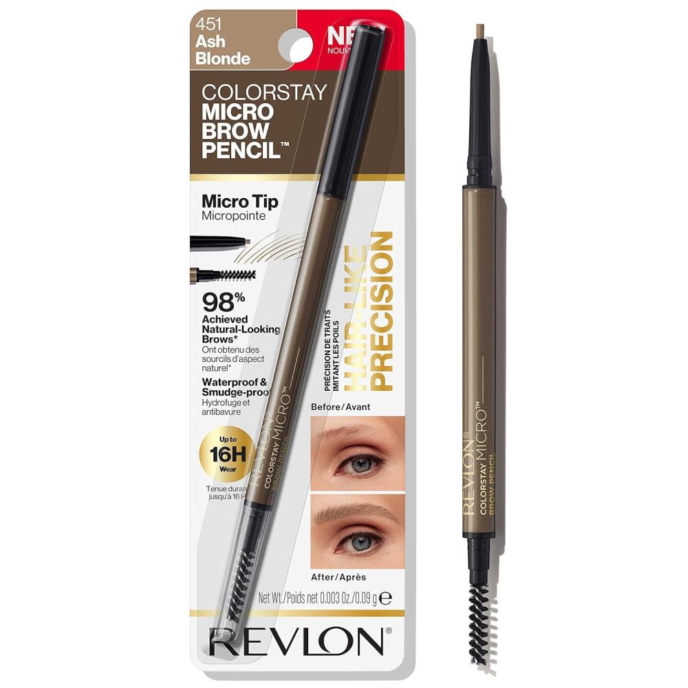 imageRevlon ColorStay Micro Eyebrow Pencil with Built In Spoolie Brush Infused with Argan and Marula Oil Waterproof Smudgeproof 451 Ash Blonde 0003 ozAsh Blonde