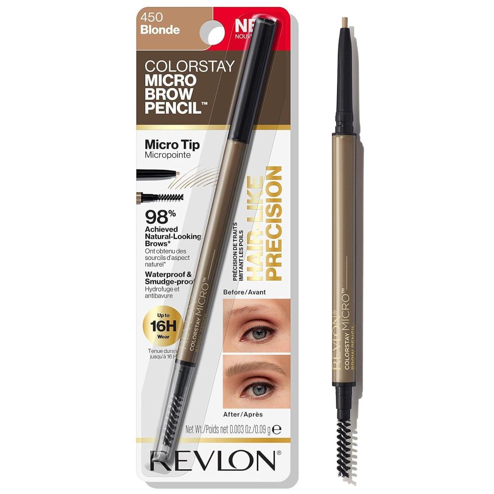 imageRevlon ColorStay Micro Eyebrow Pencil with Built In Spoolie Brush Infused with Argan and Marula Oil Waterproof Smudgeproof 451 Ash Blonde 0003 ozBlonde