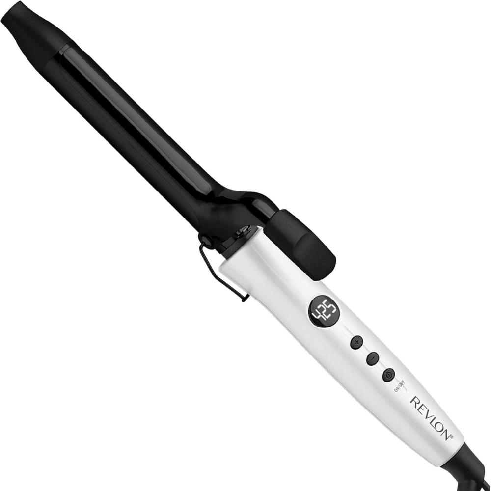 imageRevlon Crystal C Ceramic Hair Curling Iron LongLasting Shine and Less Frizz 1 inWhite and Black
