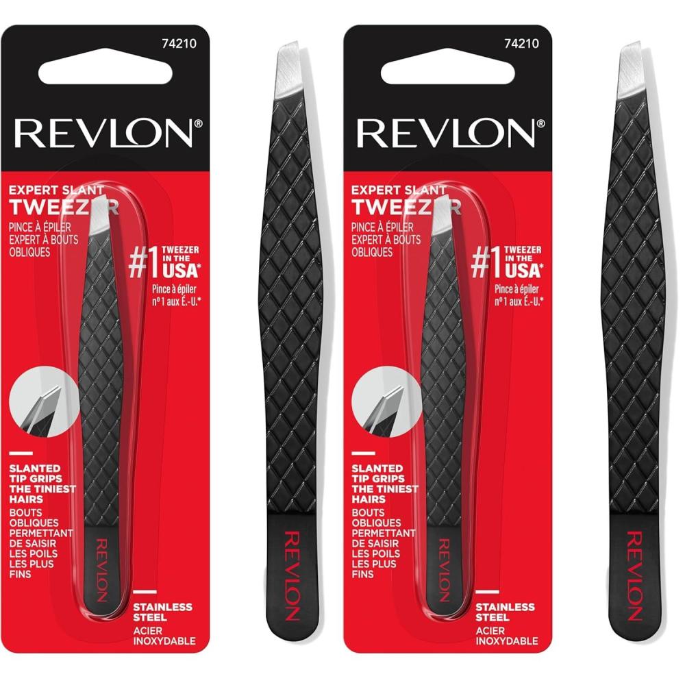 imageRevlon Expert Slant Tweezer High Precision For an Easy Hair Removal Made With Stainless Steel 1 Count1 Count Pack of 2