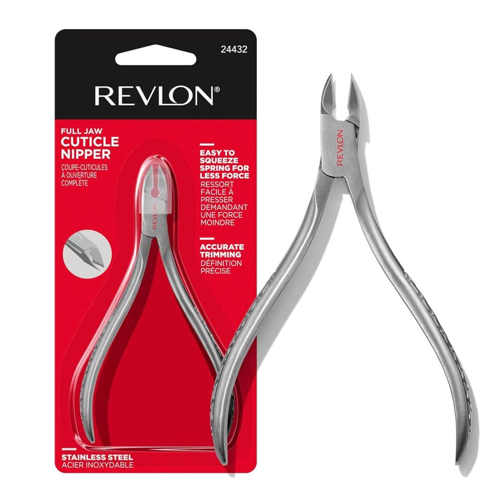 imageRevlon Full Jaw Cuticle Nipper Manicure Tool for Nail Care Made with Stainless Steel High Precision Blade Easy to Squeeze Spring 1 Count
