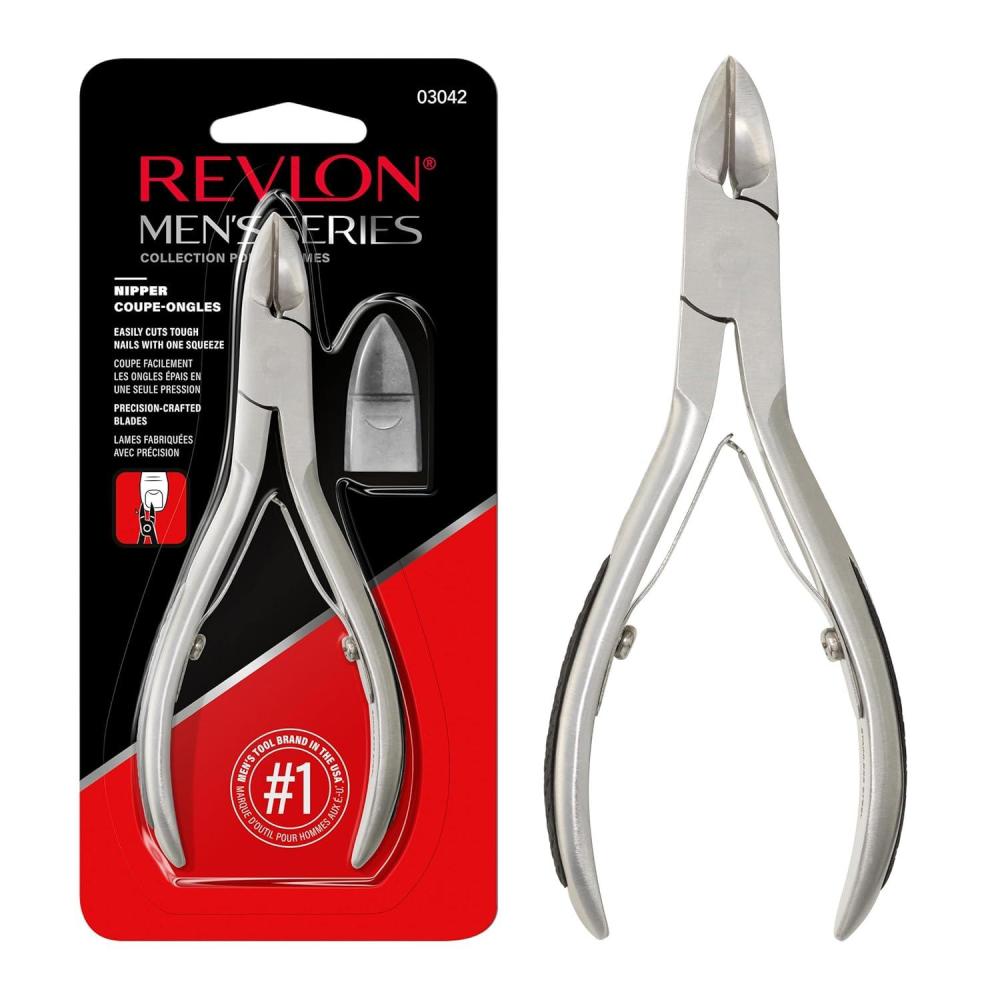 imageRevlon Nail Clipper for Men Durable for Tough Fingernail and Toenail Trimming Ergonomic NoSlip Grip Handle Stainless Steel 1 count