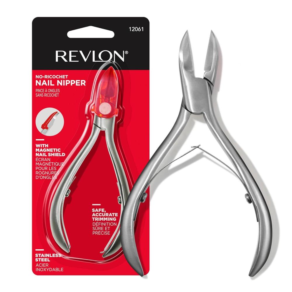 imageRevlon NoRicochet Nail Nipper MessFree Cuticle Remover Tool with Magnetic Shield for No FlyAway Clippings Made with Stainless Steel and Precision Blade Easy Grip 1 Count
