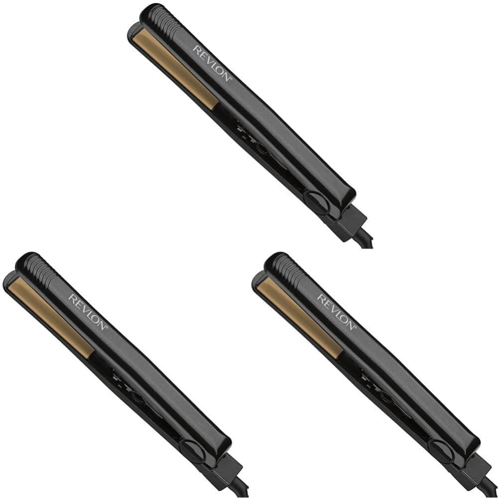 imageRevlon Perfect Heat Triple Ceramic Flat Iron for Ultra Straight Styles 1 in1 Count Pack of 3