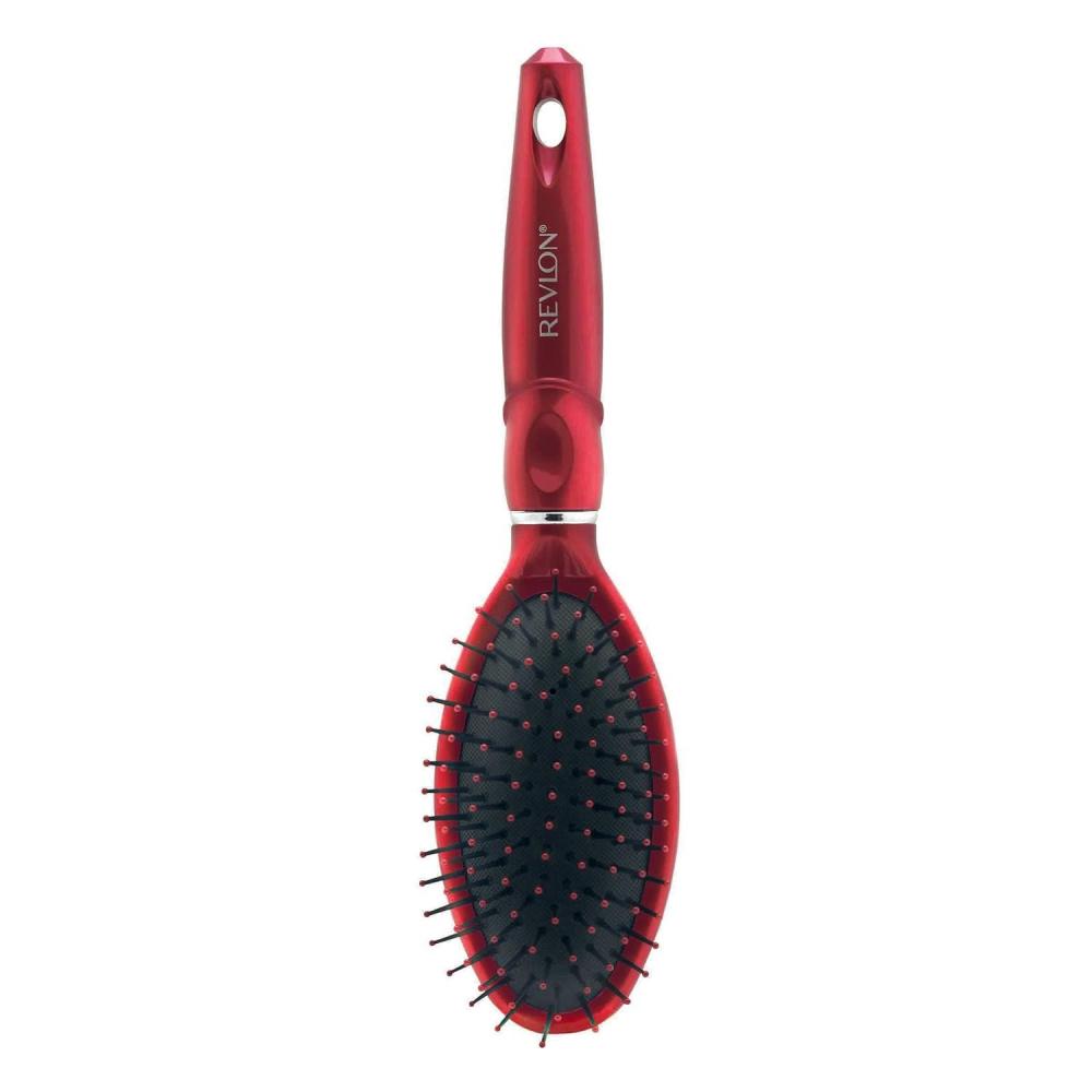 imageRevlon Straight ampamp Smooth Soft Touch Paddle Hair Brush Set Black BerryRed