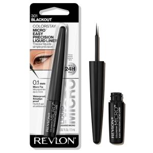 REVLON ColorStay Micro Easy Precision Liquid Eyeliner, Waterproof, Smudgeproof, Longwearing with Felt Tip Applicator, 301 Blackout, 0.057 fl oz(301 Blackout (Pack of 1))