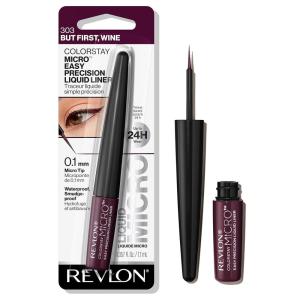REVLON ColorStay Micro Easy Precision Liquid Eyeliner, Waterproof, Smudgeproof, Longwearing with Felt Tip Applicator, 301 Blackout, 0.057 fl oz(303 But First  Wine (Pack of 1))