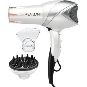 REVLON Infrared Hair Dryer with Diffuser – Ionic Blow Dryer, Diffuser, and Concentrator, Infrared Heat Technology to Prevent Over-Drying for Shiny, Soft Hair with Natural Moisture (White)