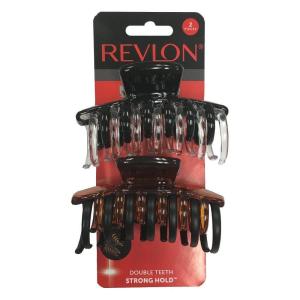 REVLON Strong Hold Hair Claw Clips, Brown/Black, 2 Count(Black and Brown)