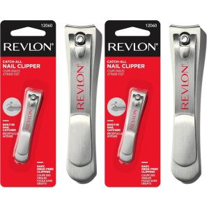 Revlon Catch-All Nail Clipper, Manicure Tool with a Contoured Blade & Built-in Nail Catcher for Mess-Free Grooming, 1 Count(1 Count (Pack of 2))