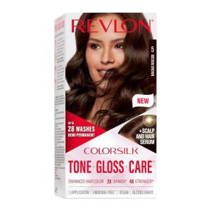 Revlon ColorSilk Tone + Gloss + Care Demi Permanent Hair Color, Dye Kit with Leave-In Scalp and Haircare Serum, 2x Shinier, 4x Stronger, 1 Black, 4.5 fl oz(5 Medium Brown)