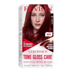 Revlon ColorSilk Tone + Gloss + Care Demi Permanent Hair Color, Dye Kit with Leave-In Scalp and Haircare Serum, 2x Shinier, 4x Stronger, 1 Black, 4.5 fl oz(5RR Medium Red)