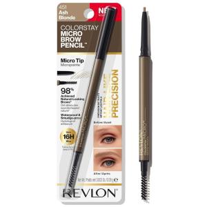 Revlon ColorStay Micro Eyebrow Pencil with Built In Spoolie Brush, Infused with Argan and Marula Oil, Waterproof, Smudgeproof, 451 Ash Blonde, 0.003 oz(Ash Blonde)