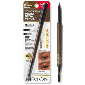 Revlon ColorStay Micro Eyebrow Pencil with Built In Spoolie Brush, Infused with Argan and Marula Oil, Waterproof, Smudgeproof, 451 Ash Blonde, 0.003 oz(Medium Brown)