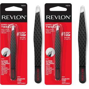 Revlon Expert Slant Tweezer, High Precision For an Easy Hair Removal, Made With Stainless Steel, 1 Count(1 Count (Pack of 2))