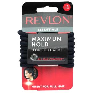 Revlon Extra Thick Black Hair Elastics, 15 Count(Black)