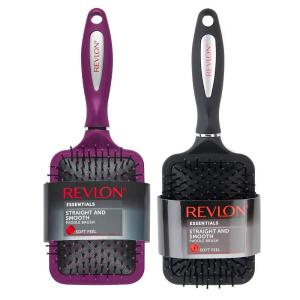 Revlon Straight & Smooth Soft Touch Paddle Hair Brush Set, Black + Berry(Black/Berry)