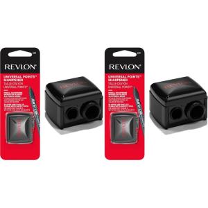 Revlon Universal Points Sharpener, Makeup Sharpener for Wooden and Plastic Makeup Pencils, Fits Small to Large Pencils, Easy to Clean (2 Pack)(Pack of 2)