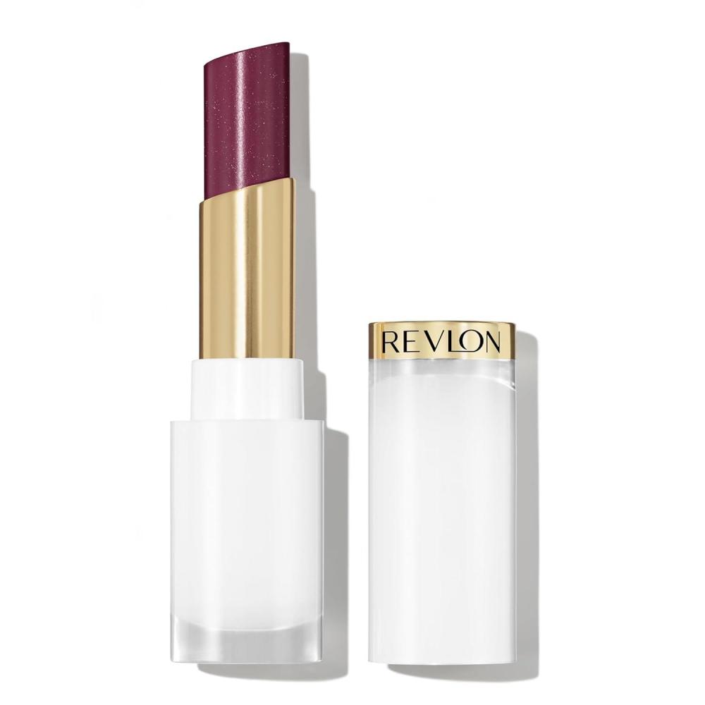 imageREVLON Super Lustrous Glass Shine Balm Hydrating Tinted Lip Balm with Hyaluronic Acid Aloe ampamp Rose Quartz MediumDark Plum Lipstick 015 Black Cherry 011 oz